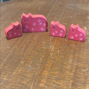 Pink Cat Figurine Set